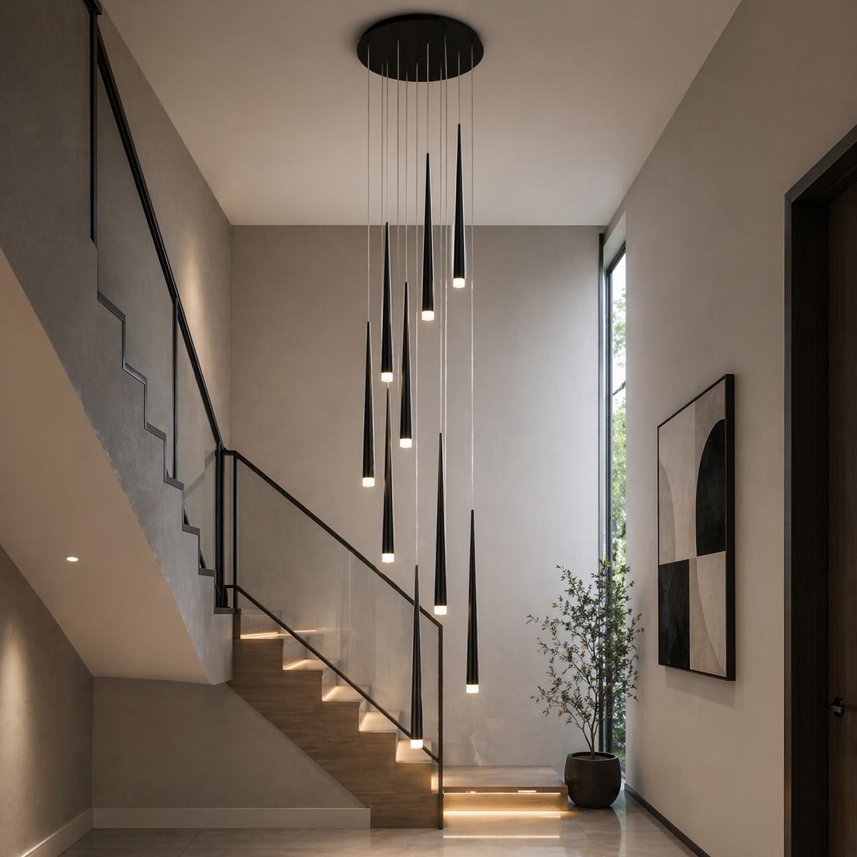 Moderne nordisk loftlampe - justerbar lampe til direkte montering, ramme i jern og akryl, dæmpbar LED med 6-68 hoveder