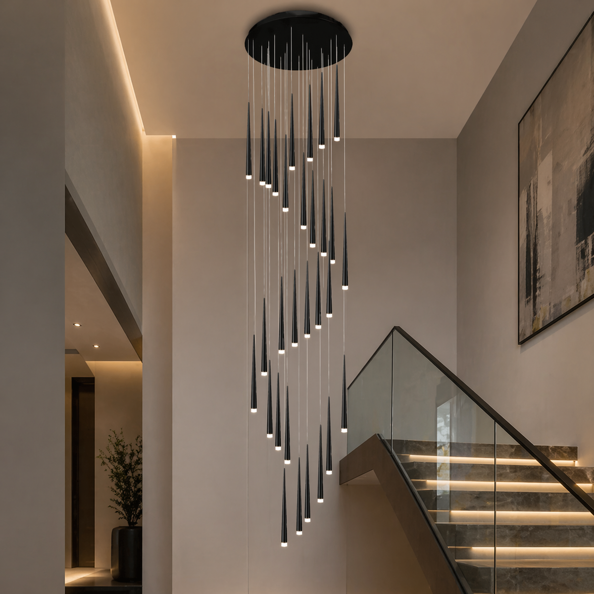 Moderne nordisk loftlampe - justerbar lampe til direkte montering, ramme i jern og akryl, dæmpbar LED med 6-68 hoveder