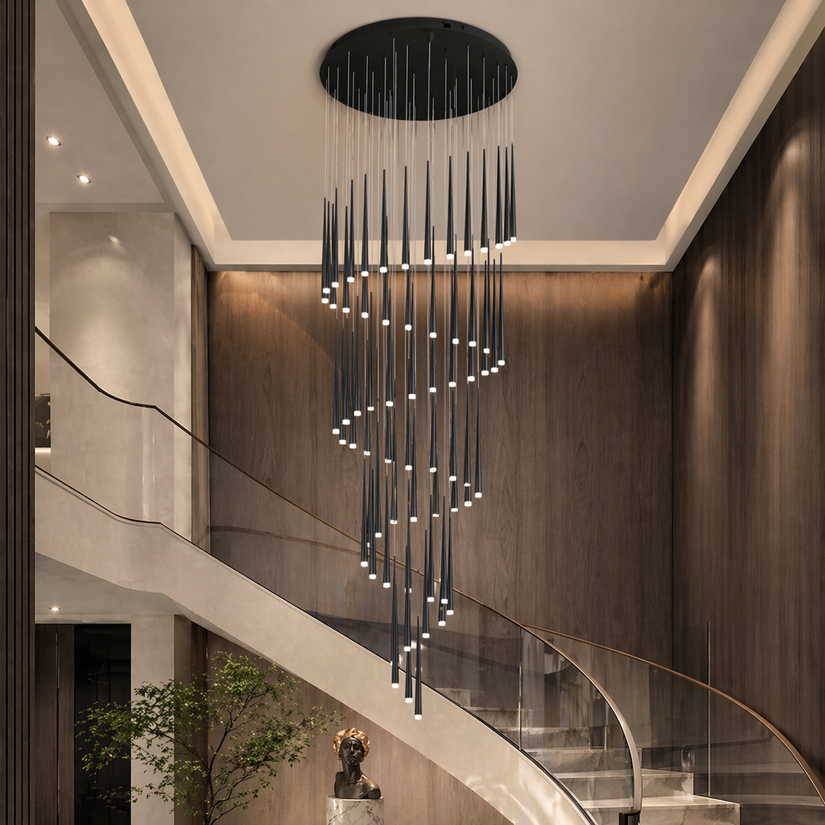 Moderne nordisk loftlampe - justerbar lampe til direkte montering, ramme i jern og akryl, dæmpbar LED med 6-68 hoveder