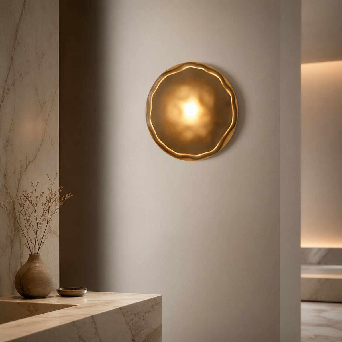 Nordisk rund væglampe i glas — 5 W integreret LED, aluminiumsramme