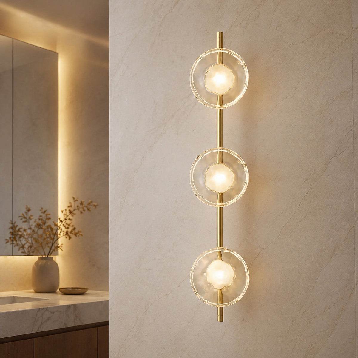 Nordisk rund væglampe i glas — 5 W integreret LED, aluminiumsramme