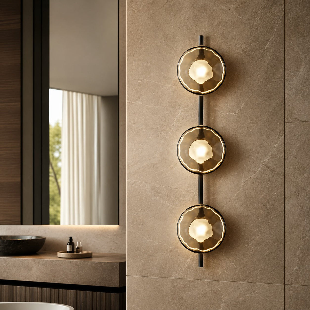 Nordisk rund væglampe i glas — 5 W integreret LED, aluminiumsramme