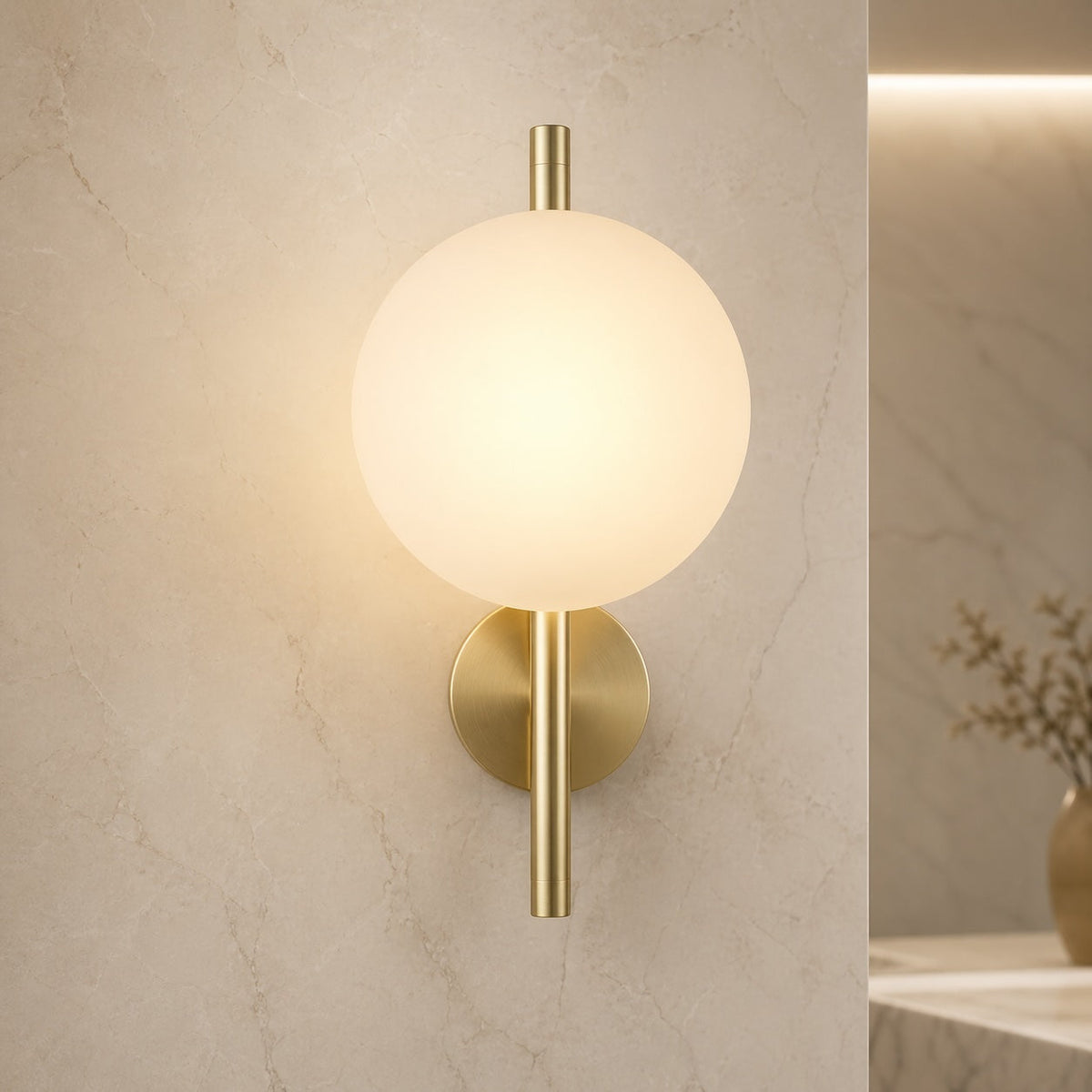 Nordisk rund væglampe i glas — 5 W integreret LED, aluminiumsramme