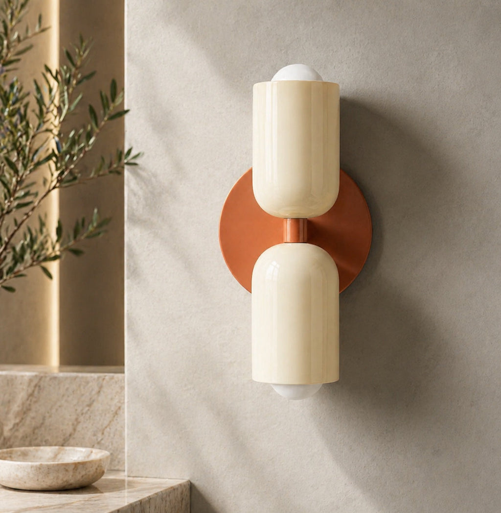 Modern nordisk vägglampa med dubbla huvuden - målat järn, väggmonterad, dimbar E26, LED-kompatibel