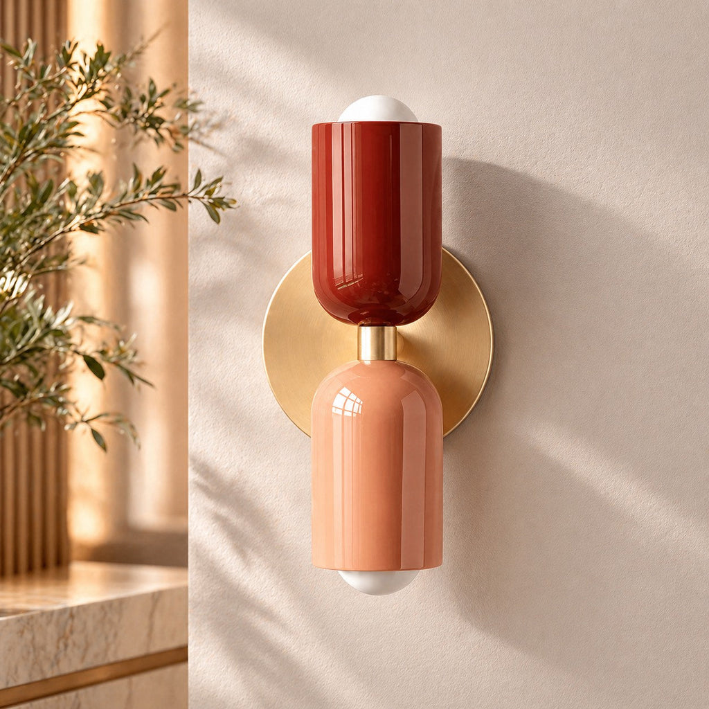Modern nordisk vägglampa med dubbla huvuden - målat järn, väggmonterad, dimbar E26, LED-kompatibel
