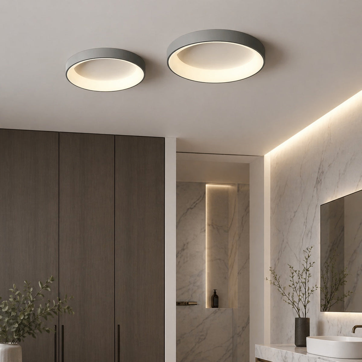 Modern Round Flush Mount LED Ceiling Light — Step-Dimmable, Warm White, 110V-240V