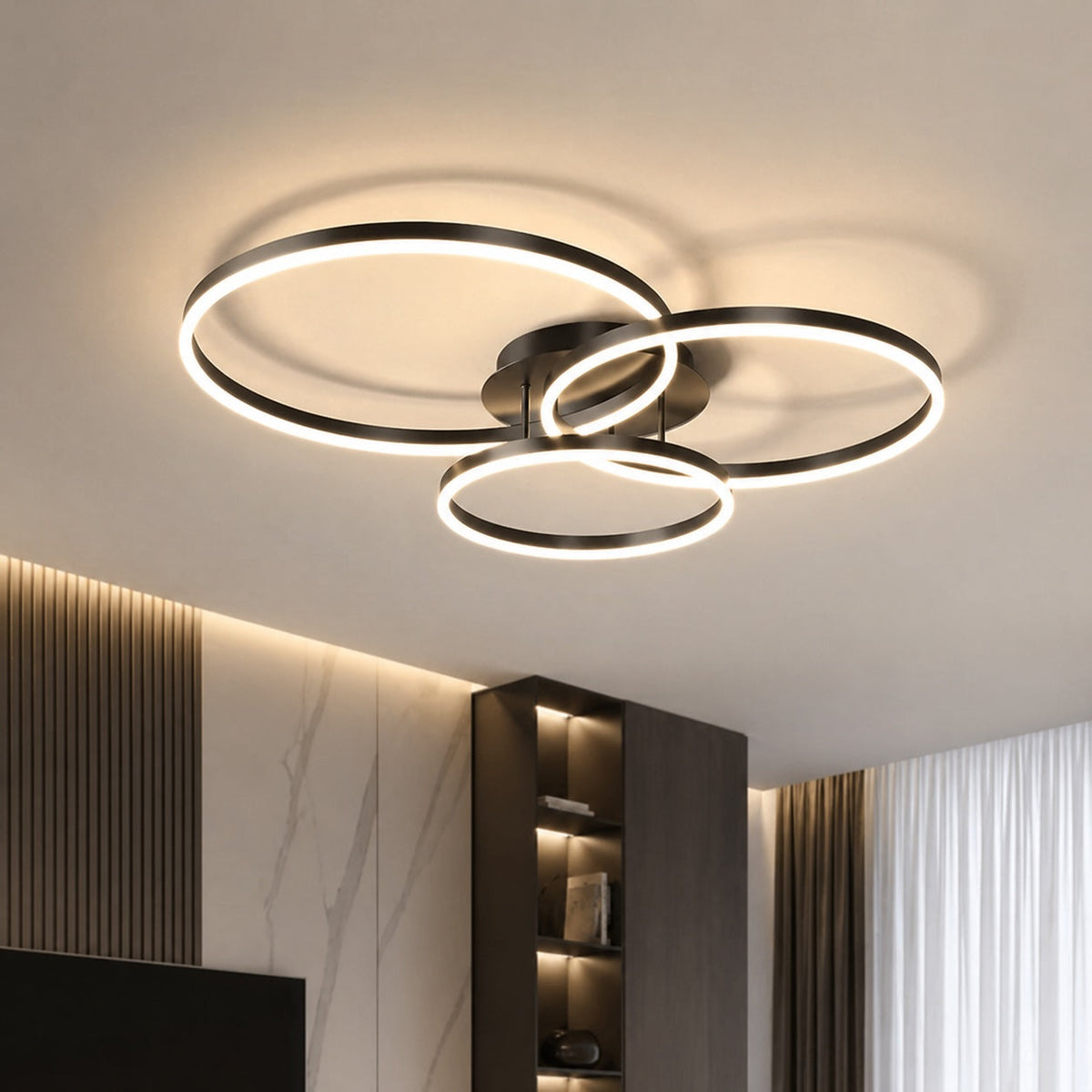 LED-taklampa — modern design med flera ringar i aluminium