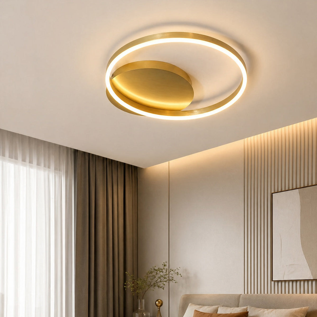 LED-taklampa — modern design med flera ringar i aluminium