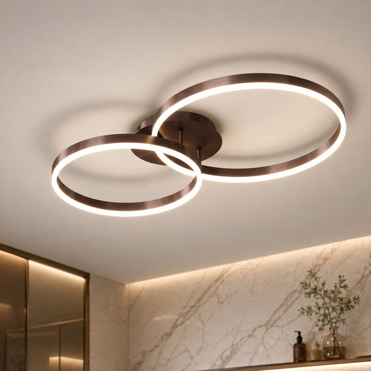 LED-taklampa — modern design med flera ringar i aluminium