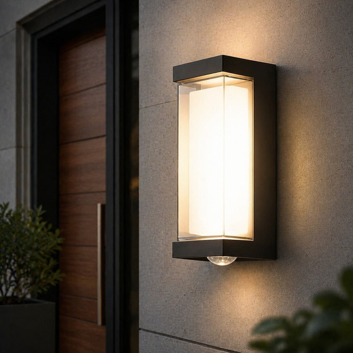 Modern IP65 Waterproof LED Outdoor Wall Mounted Light — Black ABS, Adjustable Color Temperature