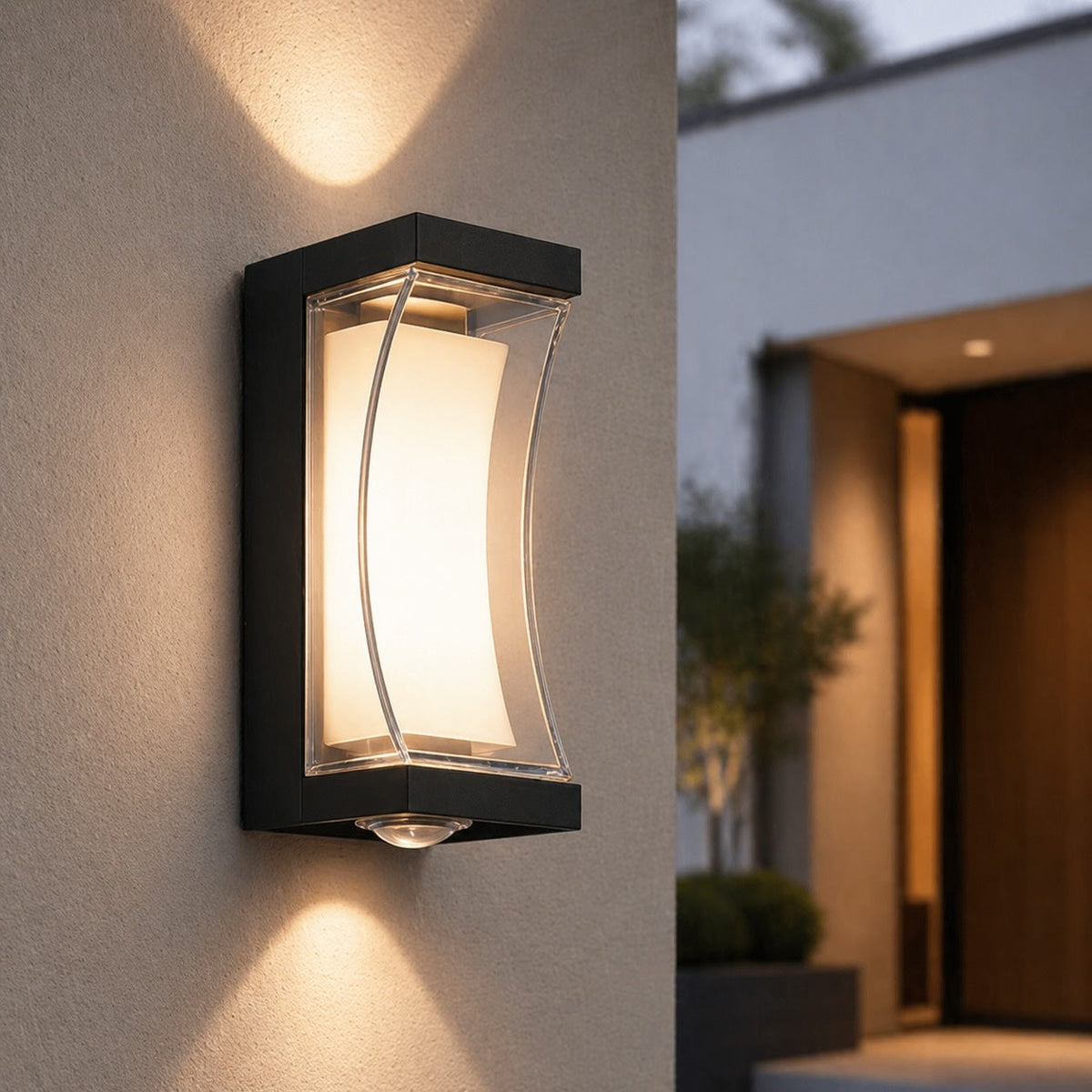 Modern IP65 Waterproof LED Outdoor Wall Mounted Light — Black ABS, Adjustable Color Temperature