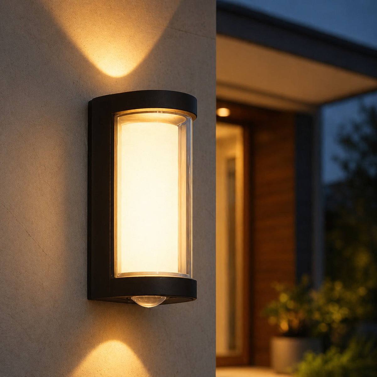Modern IP65 Waterproof LED Outdoor Wall Mounted Light — Black ABS, Adjustable Color Temperature