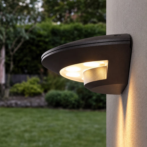 Lampă de perete LED tip farfurie zburătoare, 3000K — metal și acril impermeabile
