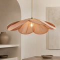 Modern blomformad pendellampa — justerbar upphängning, tygskärm, metall, kompatibel med LED-lampa, E27-lampa