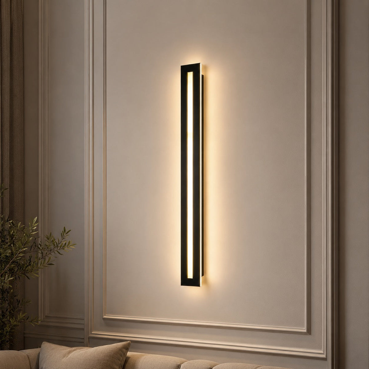 Moderne lineare LED-Wandleuchte – Eisengestell, Acrylschirm, drei Farbtemperaturmodi
