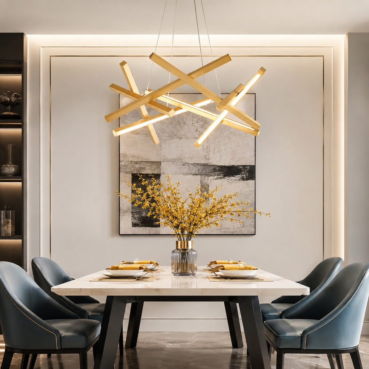 Lustră suspendată LED modernă, geometrică — abajur din acril, temperatură de culoare reglabilă, corp de iluminat minimalist pentru tavan