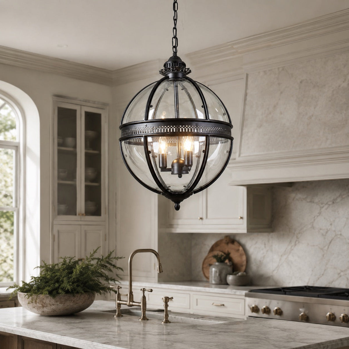 Modern Glass LED Pendant Light — Adjustable Height Contemporary Design