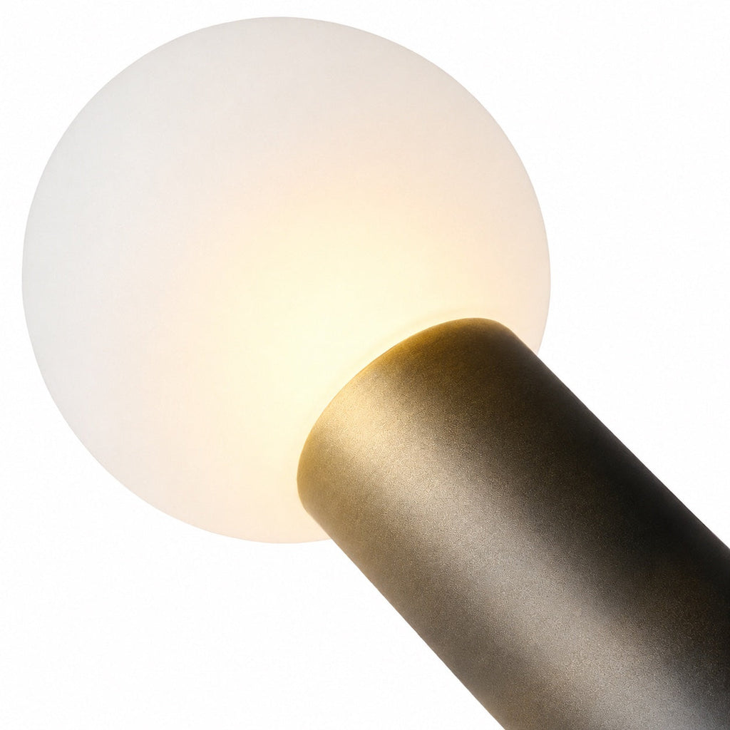 Modern rund LED-pollarlampa — vattentät svart metall, markmonterad