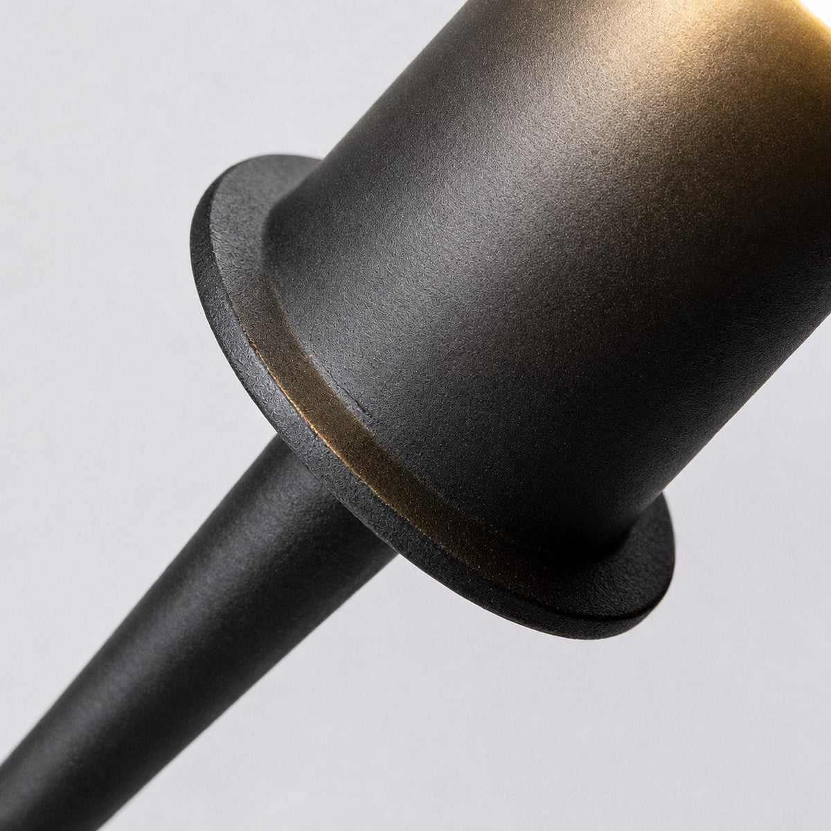 Modern rund LED-pollarlampa — vattentät svart metall, markmonterad
