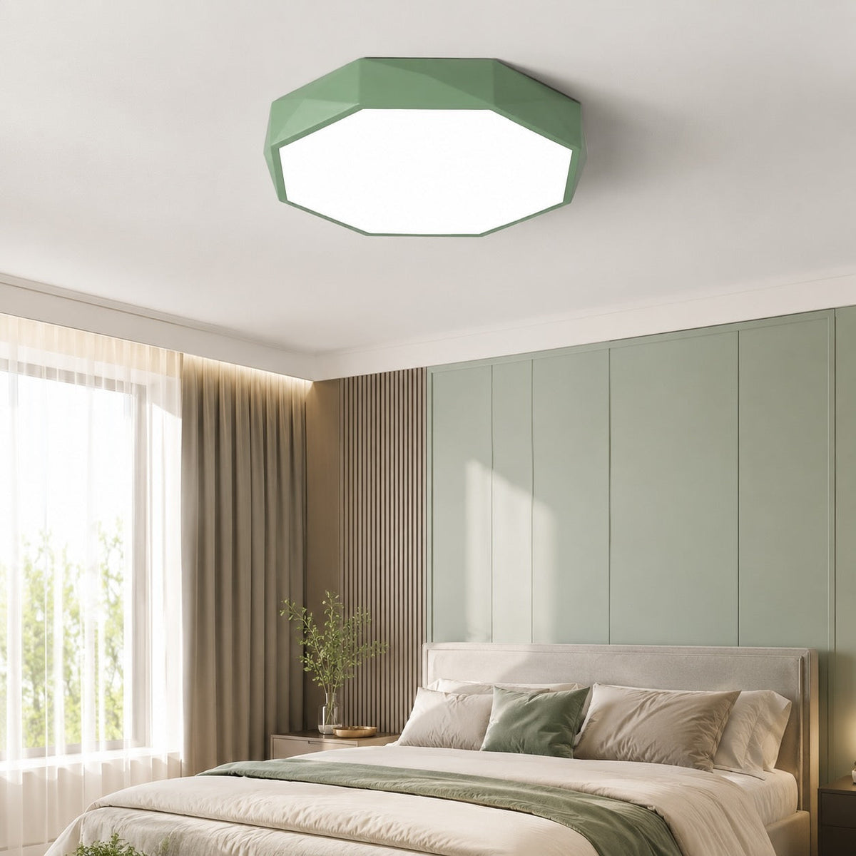 Åttakantig taklampa i nordisk stil — dimbar LED-plafond, armatur i metall