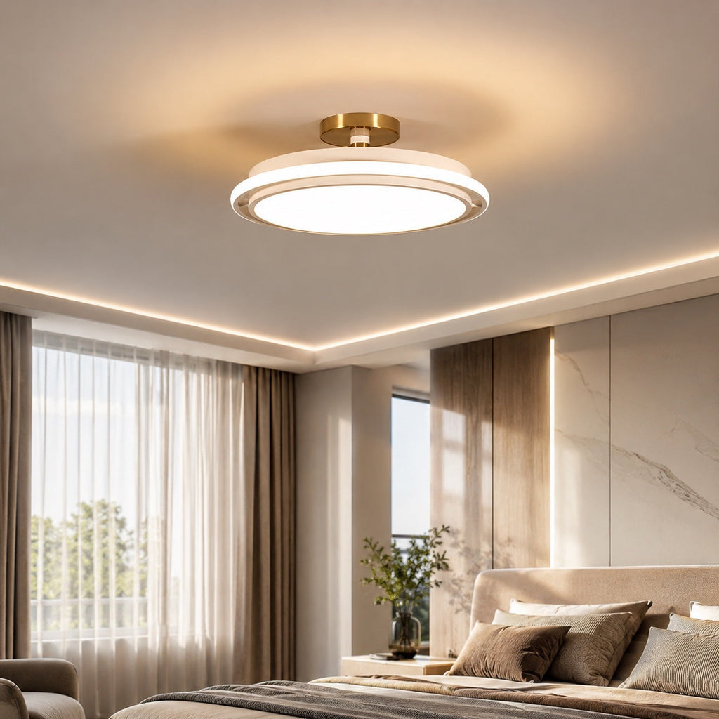 Lámpara de techo LED circular moderna de montaje empotrado y metal — perfil bajo, ahorro de energía