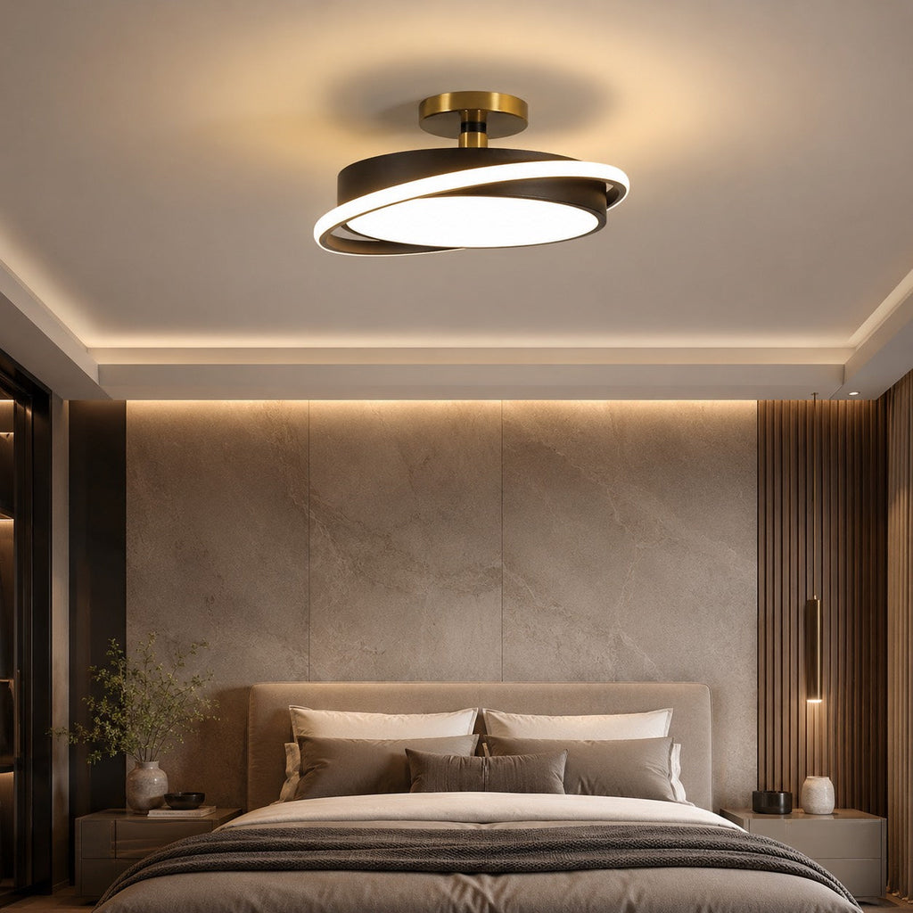 Lámpara de techo LED circular moderna de montaje empotrado y metal — perfil bajo, ahorro de energía