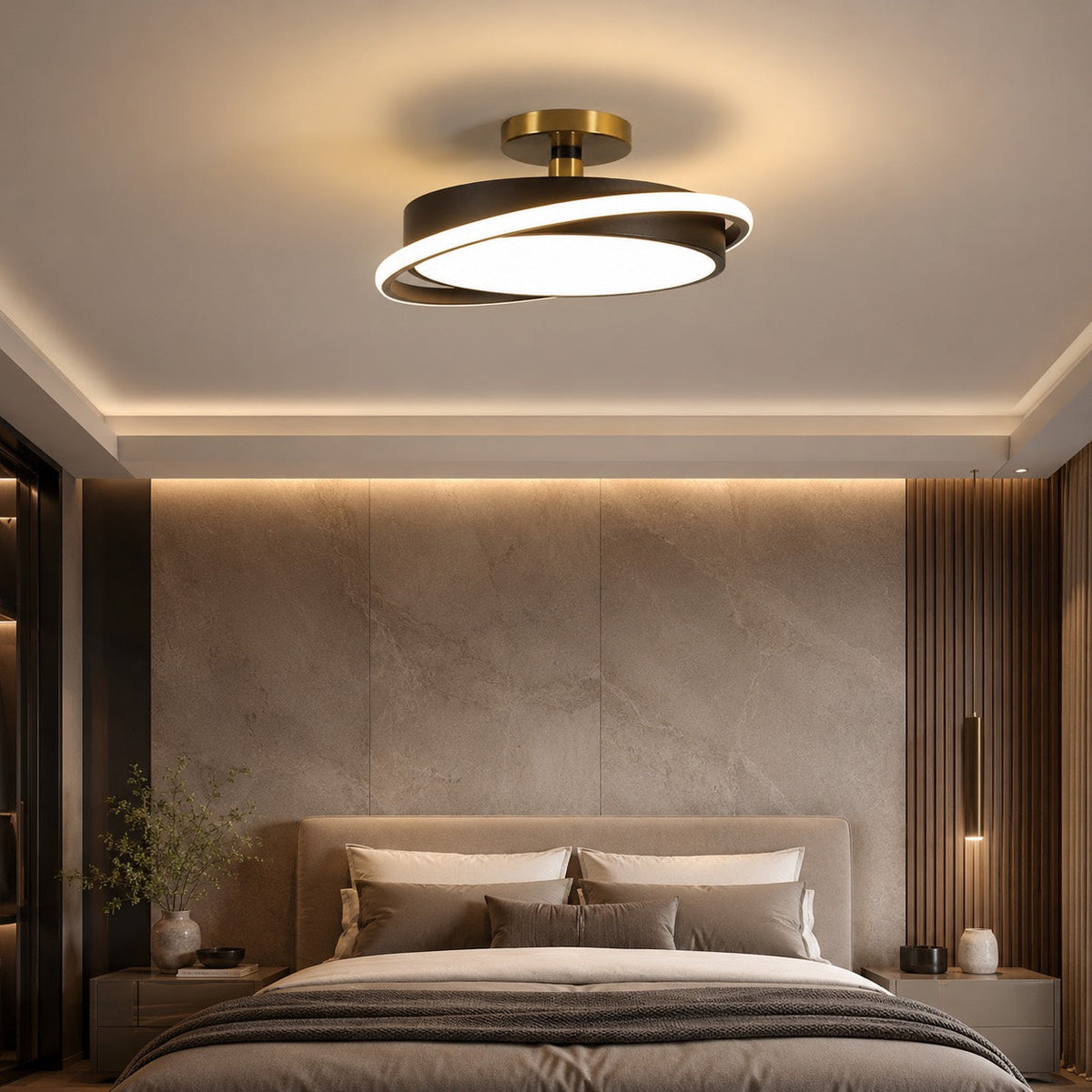Lámpara de techo LED circular moderna de montaje empotrado y metal — perfil bajo, ahorro de energía