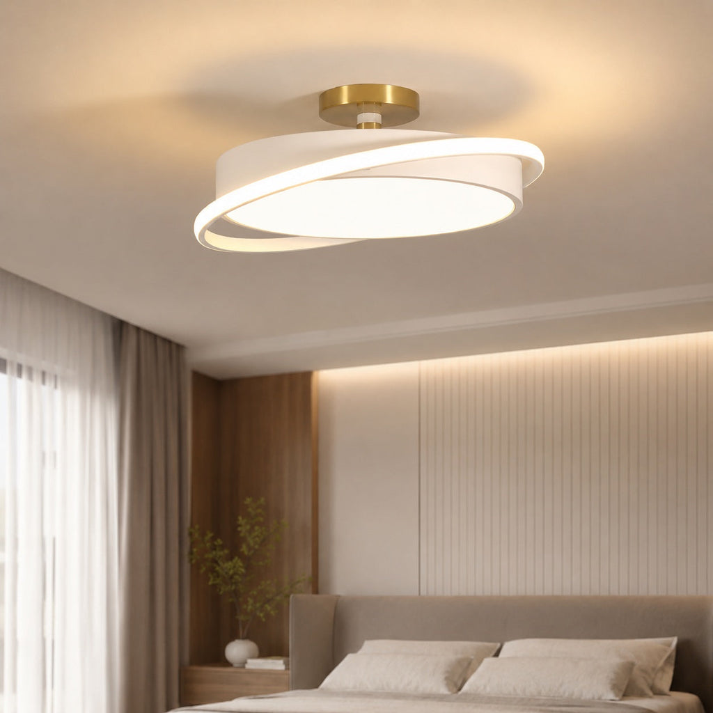 Lámpara de techo LED circular moderna de montaje empotrado y metal — perfil bajo, ahorro de energía
