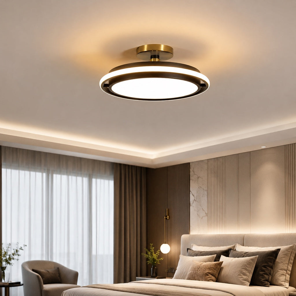 Lámpara de techo LED circular moderna de montaje empotrado y metal — perfil bajo, ahorro de energía