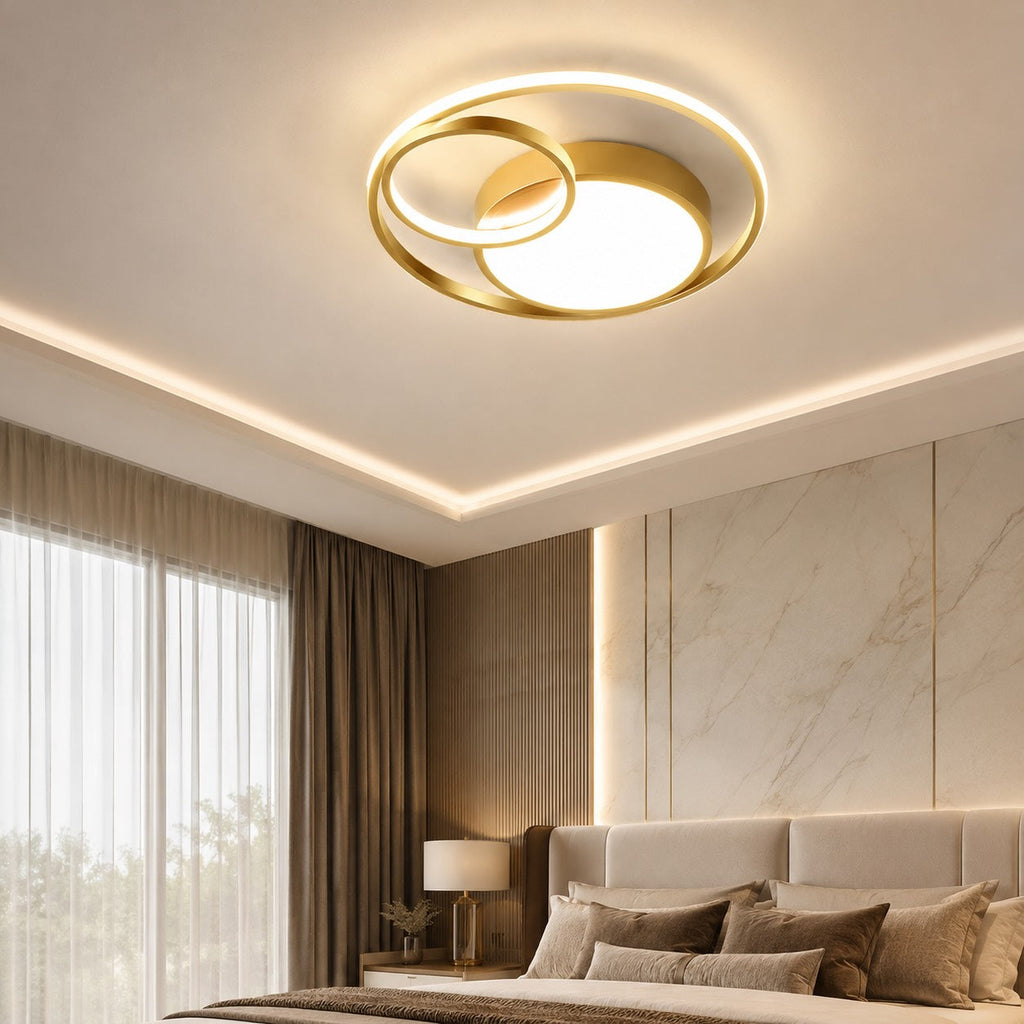 Modern Nordic Flush Mount Ceiling Light — Circular Metal LED Fixture