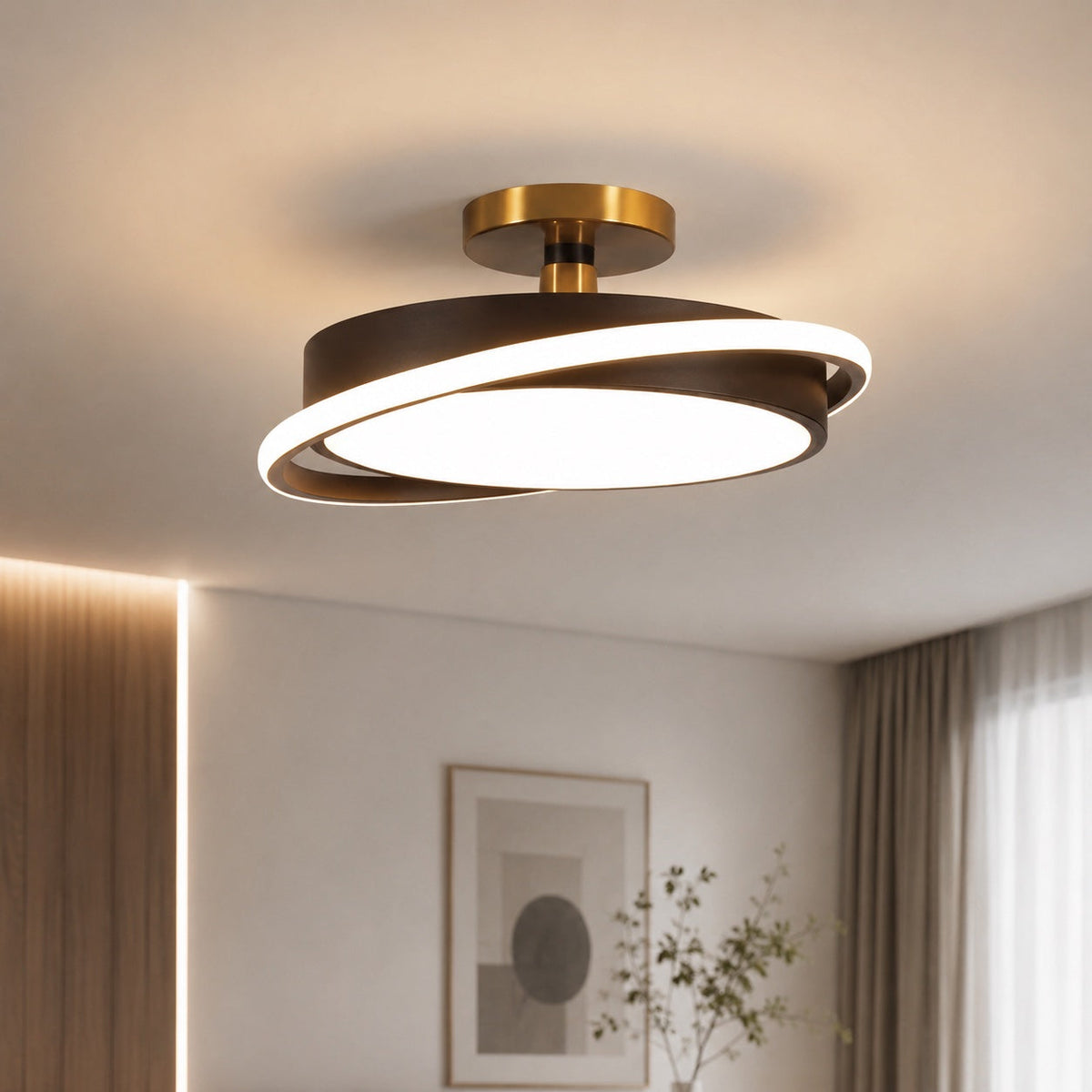 Lámpara de techo LED circular moderna de montaje empotrado y metal — perfil bajo, ahorro de energía