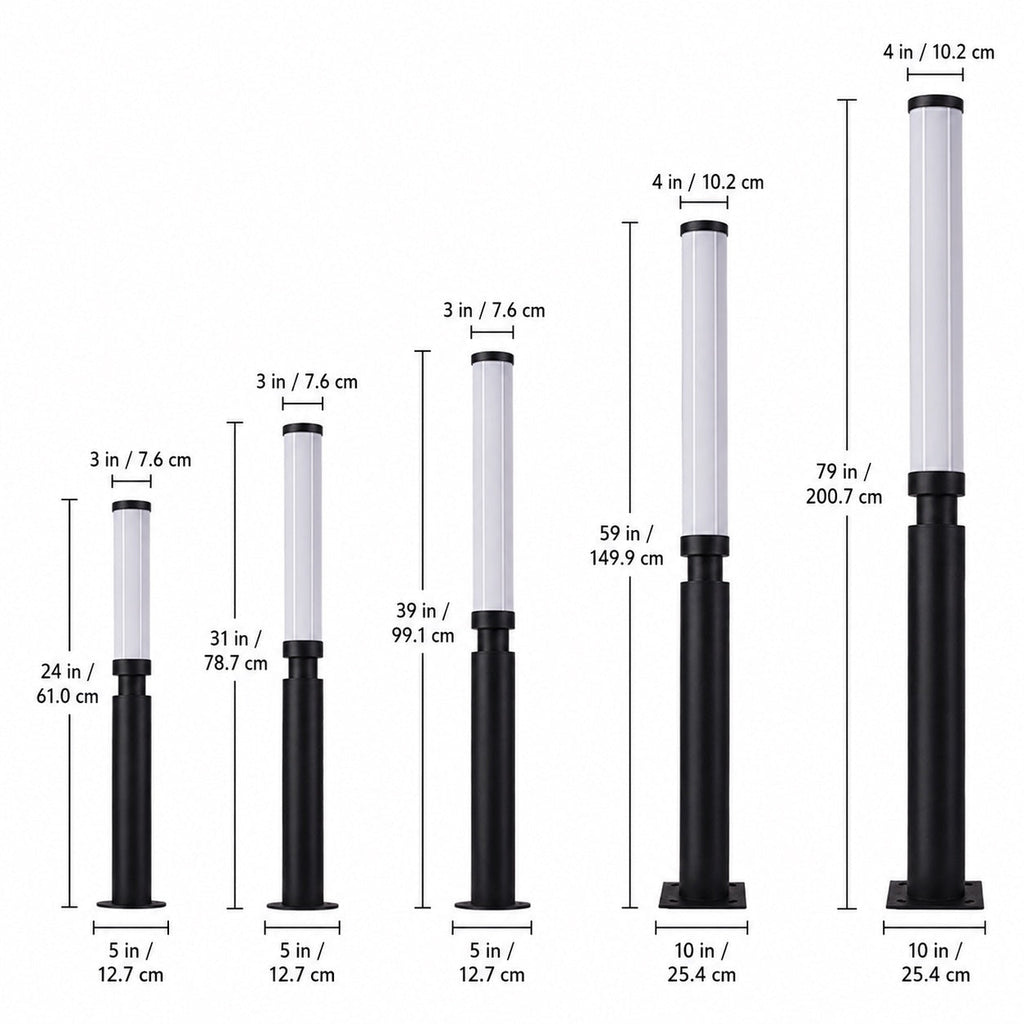 Modern 6 W LED-pollarlampa i aluminium och akryl för utomhusbruk - IP55-vattentät, varmvit