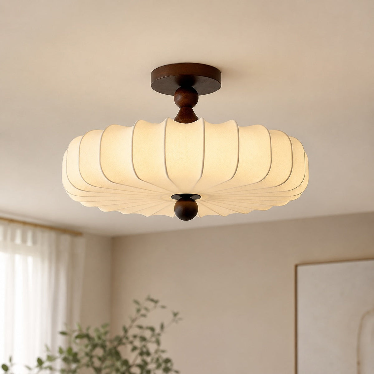 Modern Flush Mount Ceiling Light — Metal LED Fixture, Adjustable Brightness
