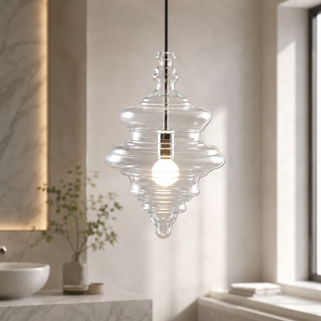Adjustable LED Glass Pendant Light — Modern Ceiling Hanging Fixture
