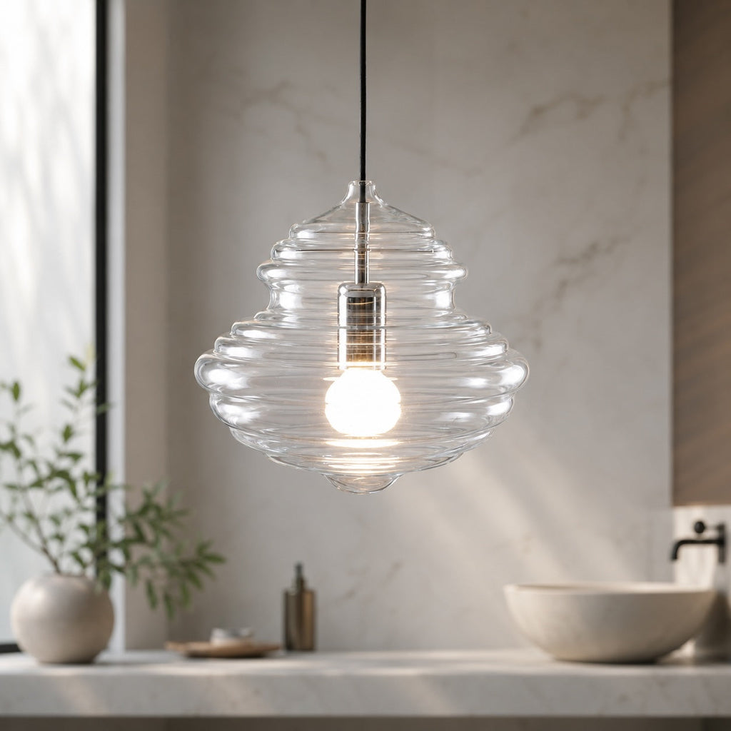 Adjustable LED Glass Pendant Light — Modern Ceiling Hanging Fixture