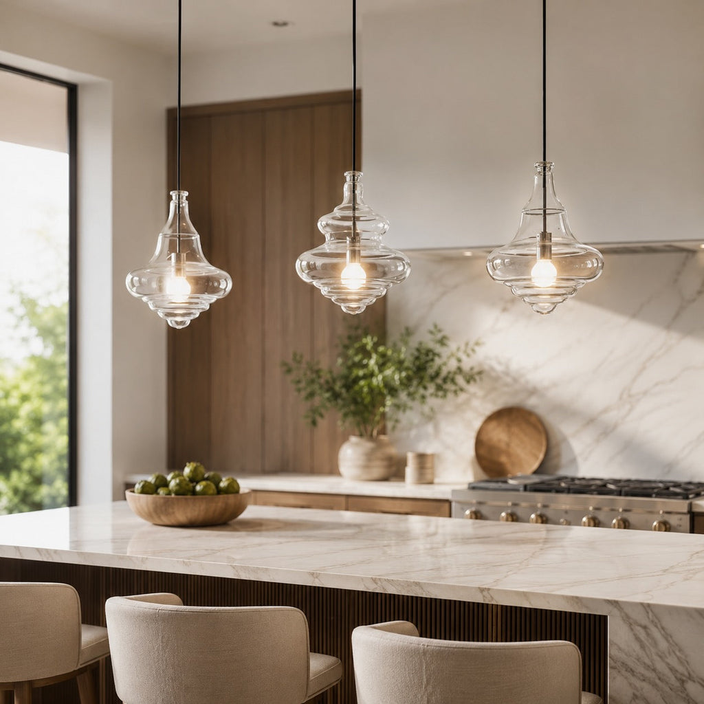 Adjustable LED Glass Pendant Light — Modern Ceiling Hanging Fixture