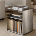 Minimalist Stainless Steel Side Table — Compact Design, 55 x 40 x 30 cm, Functional Storage