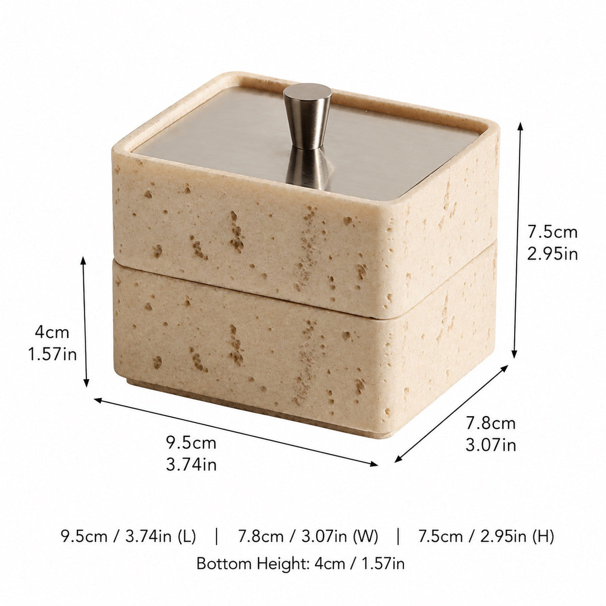Caixa moderna e compacta para guardar joias — Design em pedra natural, acabamento brilhante