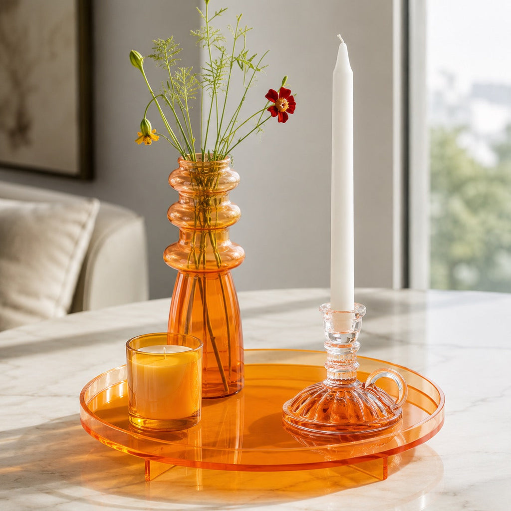 Modern Retro Acrylic Serving Tray — Food-Safe, Durable, Multi-Functional Round Stand