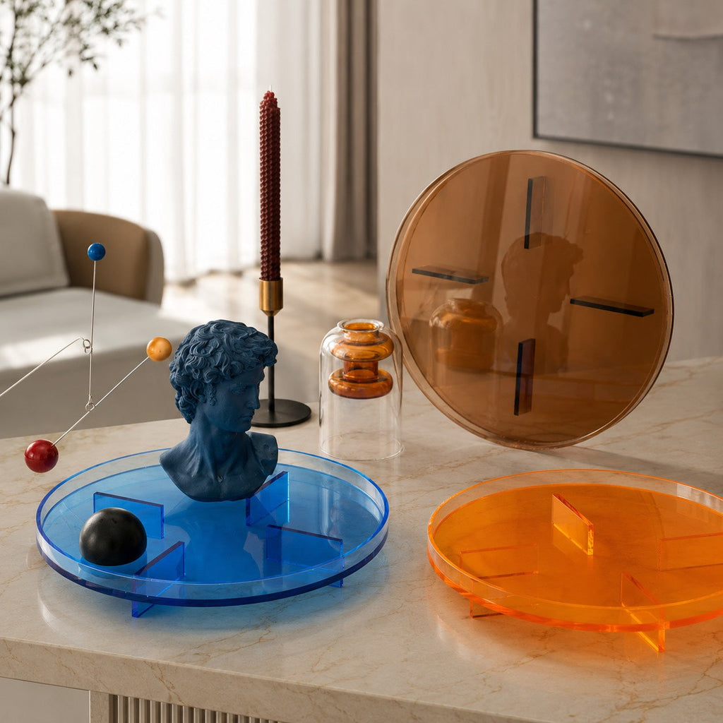 Modern Retro Acrylic Serving Tray — Food-Safe, Durable, Multi-Functional Round Stand