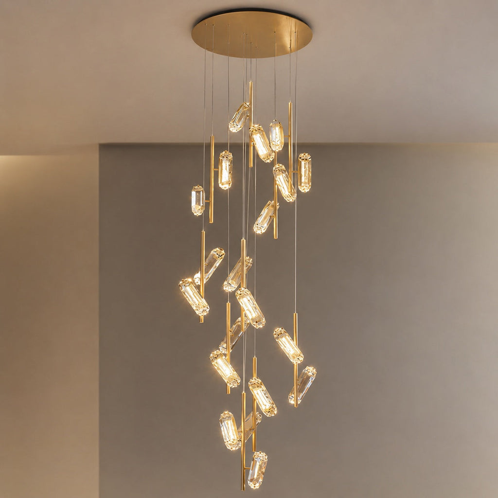Moderne LED-pendellysekrone med 20 lamper — justerbar aluminiumsramme, akrylskærm