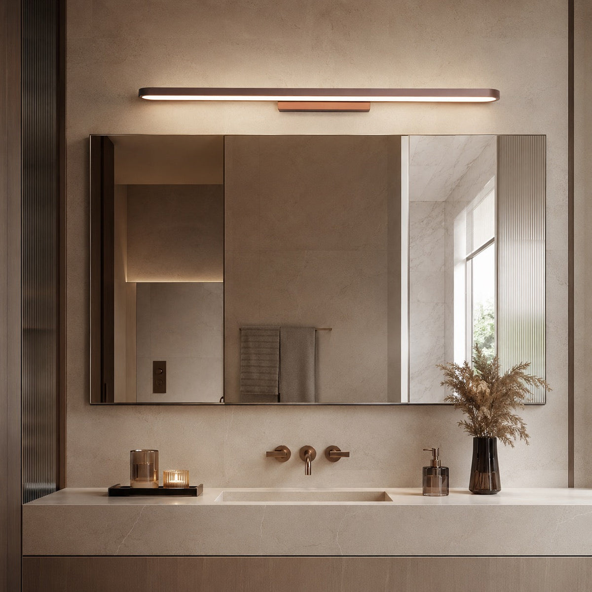 Dimmable LED Ring Light — Wall-Mounted Aluminum Vanity Fixture