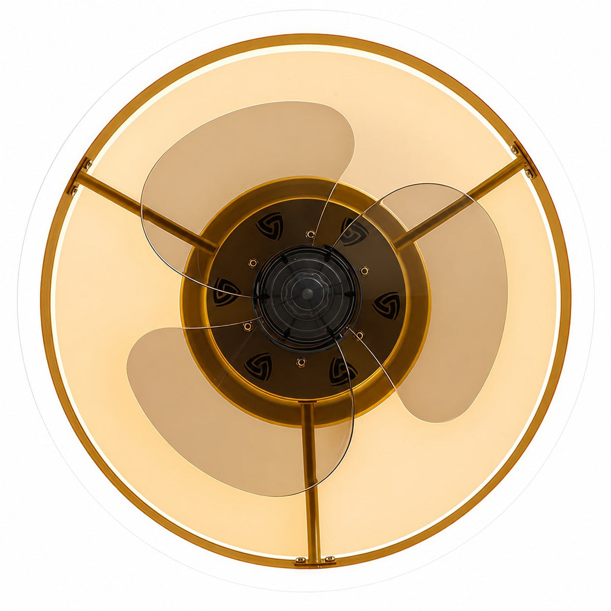Modern Gold Flush Mount Ceiling Fan — Dimmable LED Light, ABS Blades