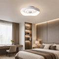 20 Inch Modern Bladeless Ceiling Fan — Flush Mount, Iron, Dimmable LED Light, Adjustable Speed