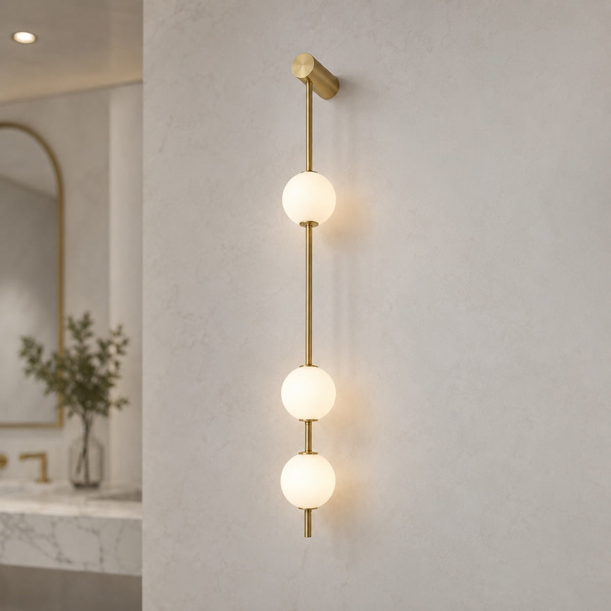 Modern 3-Light Adjustable Glass Sphere Wall Sconce — Surface-Mounted, Vertical LED Design