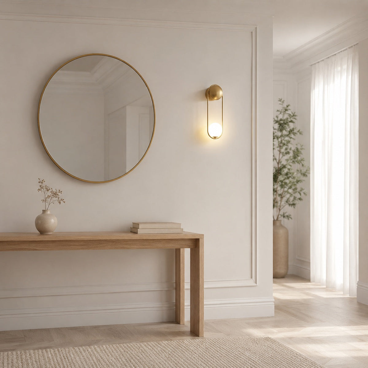 Modern vägglampa — mässing och glas, G9-sockel, 15 x 46 cm LED-armatur