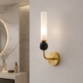 Modern Vertical Mount Wall Sconce — Solid Brass Frame, White Acrylic Shade