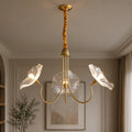 Adjustable Drop Chandelier Ceiling Light — Metal Frame, Frosted Glass Shades, E26/E27 Bulb Compatible