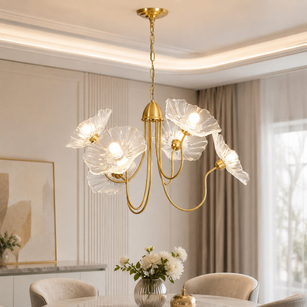 Adjustable Drop Chandelier Ceiling Light — Metal Frame, Frosted Glass Shades, E26/E27 Bulb Compatible
