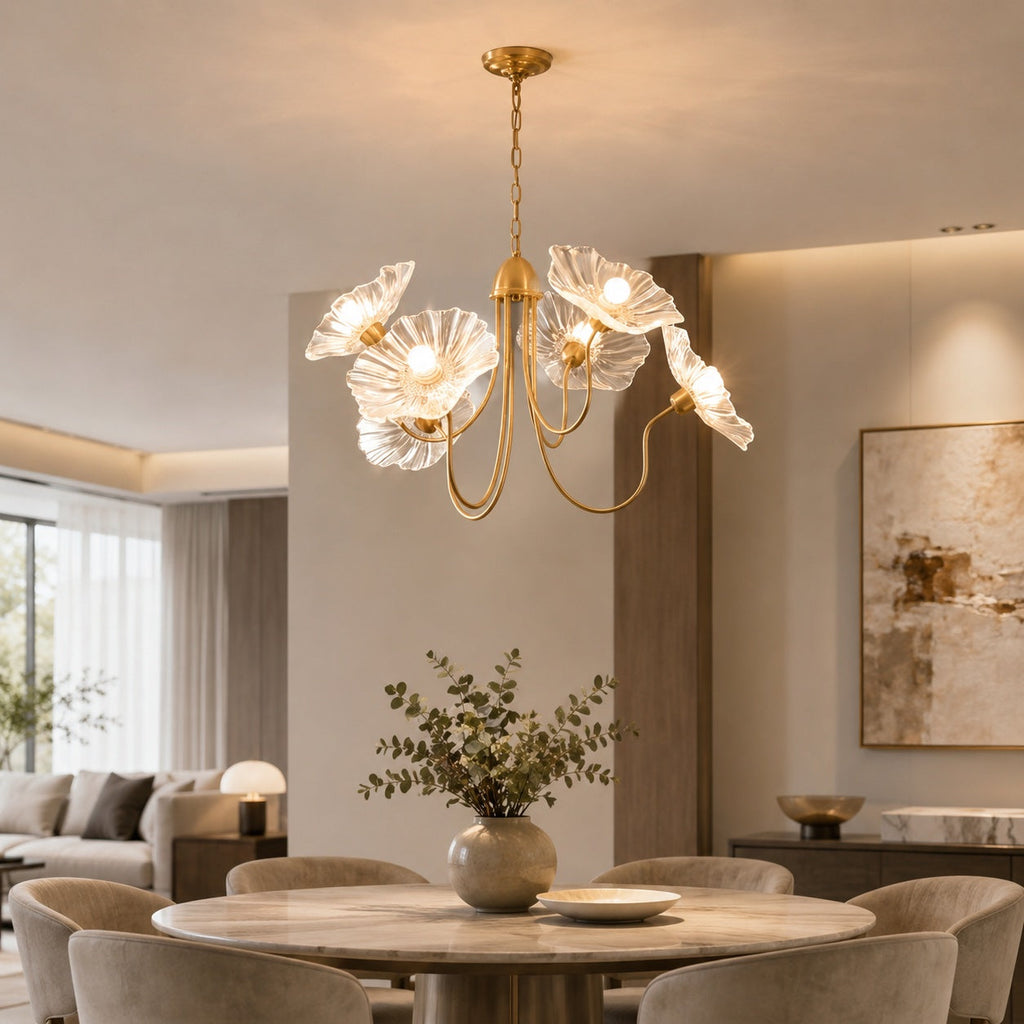Adjustable Drop Chandelier Ceiling Light — Metal Frame, Frosted Glass Shades, E26/E27 Bulb Compatible